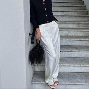 J Crew straight-leg essential pant in Ivory luster crepe 10